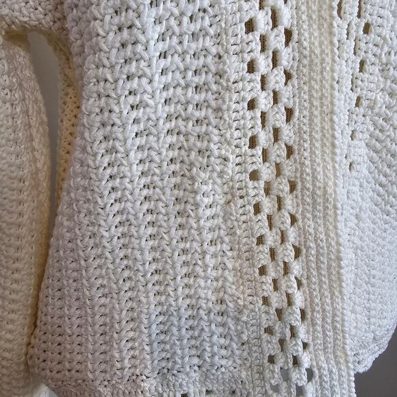 Ann Taylor Ivory Lace Crochet Sweater Cardigan Sz MP (710) - Picture 4 of 14